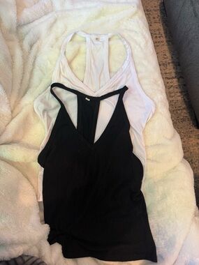 Source Unknown Black & White Racerback Tank Tops